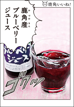 鹿角産ブルーベリージュース（500ml）。(有)八幡平フーズ