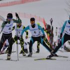 全中スキー大会のコンバインド競技で尾中の宮崎選手、優勝したす。